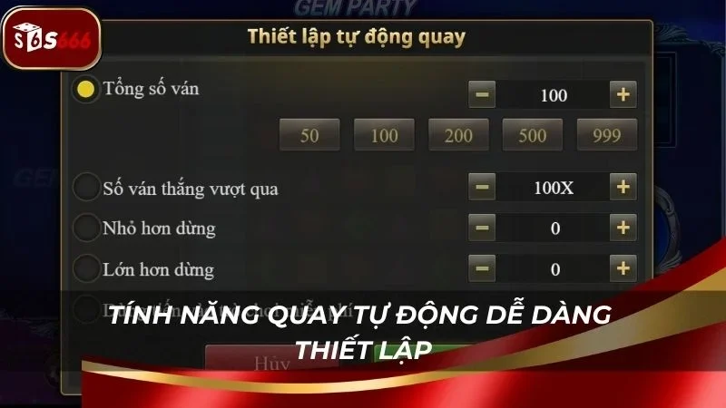 Hệ thống cho phép tự thiết lập thông số tự động
